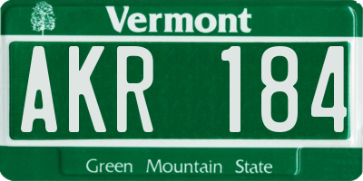 VT license plate AKR184