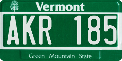 VT license plate AKR185