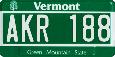 VT license plate AKR188