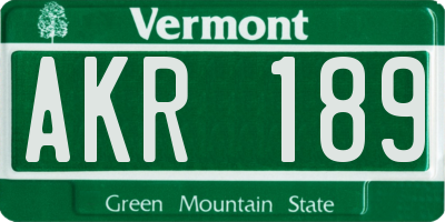 VT license plate AKR189