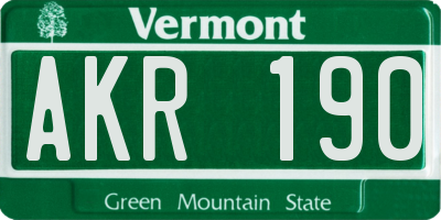 VT license plate AKR190