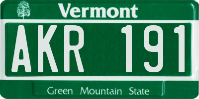 VT license plate AKR191