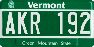 VT license plate AKR192