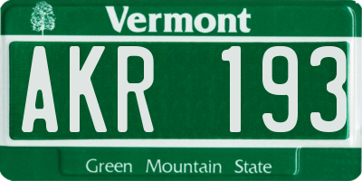 VT license plate AKR193