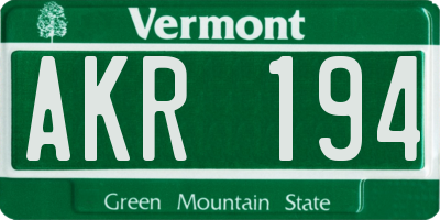 VT license plate AKR194