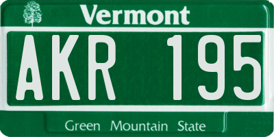 VT license plate AKR195