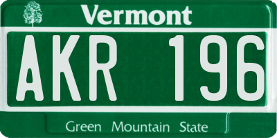 VT license plate AKR196