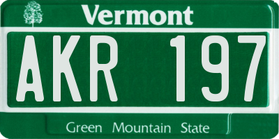 VT license plate AKR197