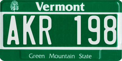 VT license plate AKR198