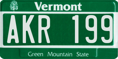 VT license plate AKR199
