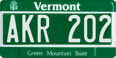 VT license plate AKR202