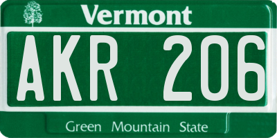 VT license plate AKR206