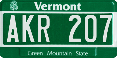 VT license plate AKR207