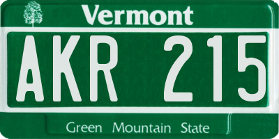 VT license plate AKR215