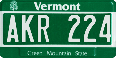 VT license plate AKR224