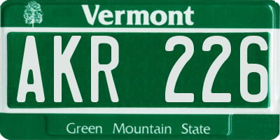 VT license plate AKR226