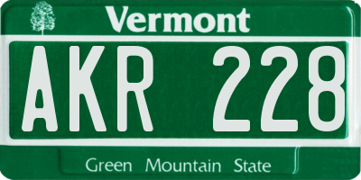 VT license plate AKR228