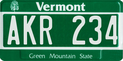VT license plate AKR234