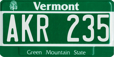 VT license plate AKR235