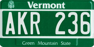 VT license plate AKR236