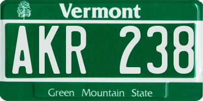 VT license plate AKR238