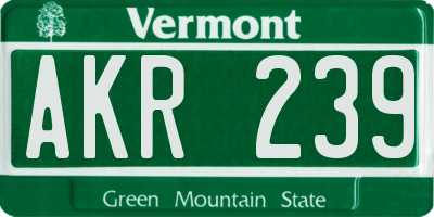 VT license plate AKR239