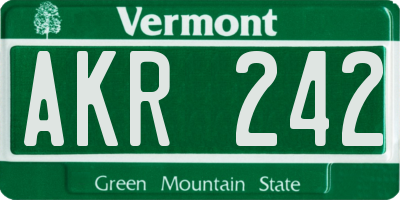 VT license plate AKR242