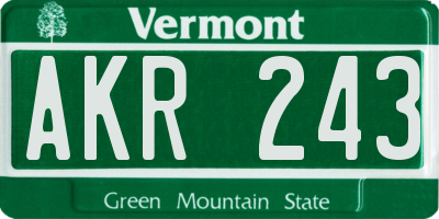 VT license plate AKR243