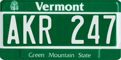 VT license plate AKR247