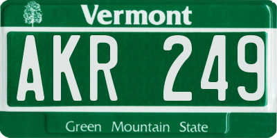 VT license plate AKR249