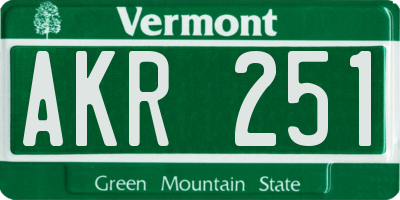 VT license plate AKR251