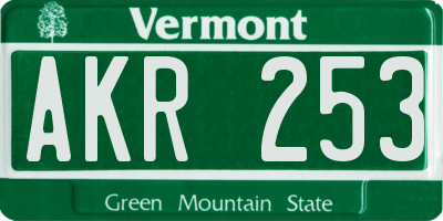 VT license plate AKR253