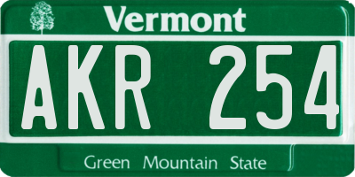VT license plate AKR254