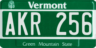 VT license plate AKR256