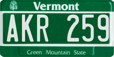 VT license plate AKR259