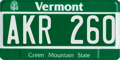 VT license plate AKR260