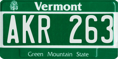 VT license plate AKR263