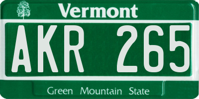 VT license plate AKR265