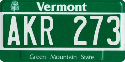 VT license plate AKR273