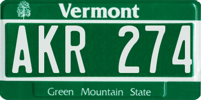 VT license plate AKR274
