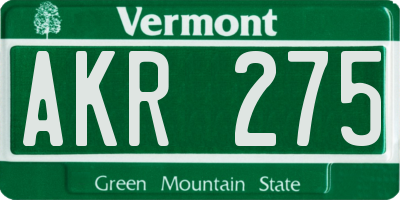 VT license plate AKR275