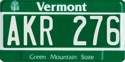 VT license plate AKR276