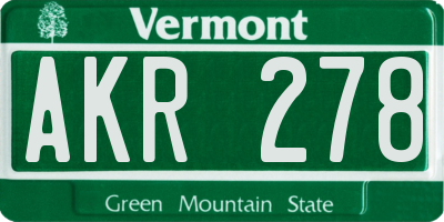 VT license plate AKR278
