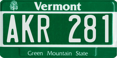 VT license plate AKR281