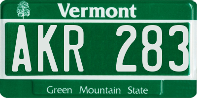 VT license plate AKR283