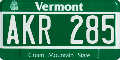 VT license plate AKR285