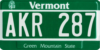 VT license plate AKR287