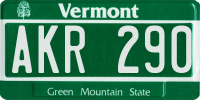 VT license plate AKR290