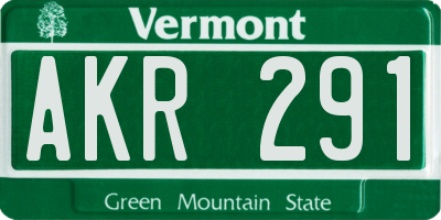 VT license plate AKR291