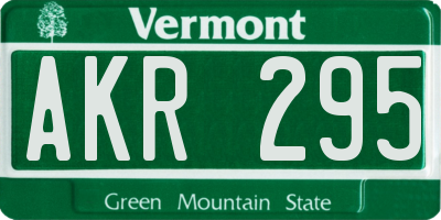 VT license plate AKR295